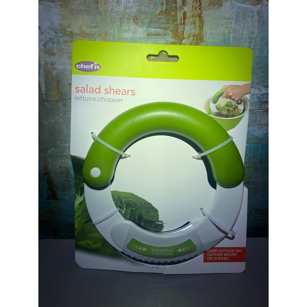 Chef'n Salad Shears Lettuce Chopper Green‎ White Dual Blade Kitchen Tool New